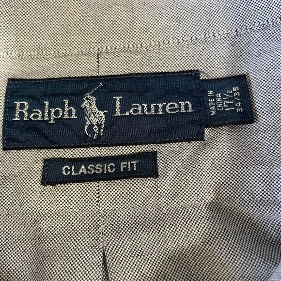 Ralph Lauren Classic Fit Oxford Shirt Gray Long Sleeve Preowned Smart Casual - Picture 3 of 9